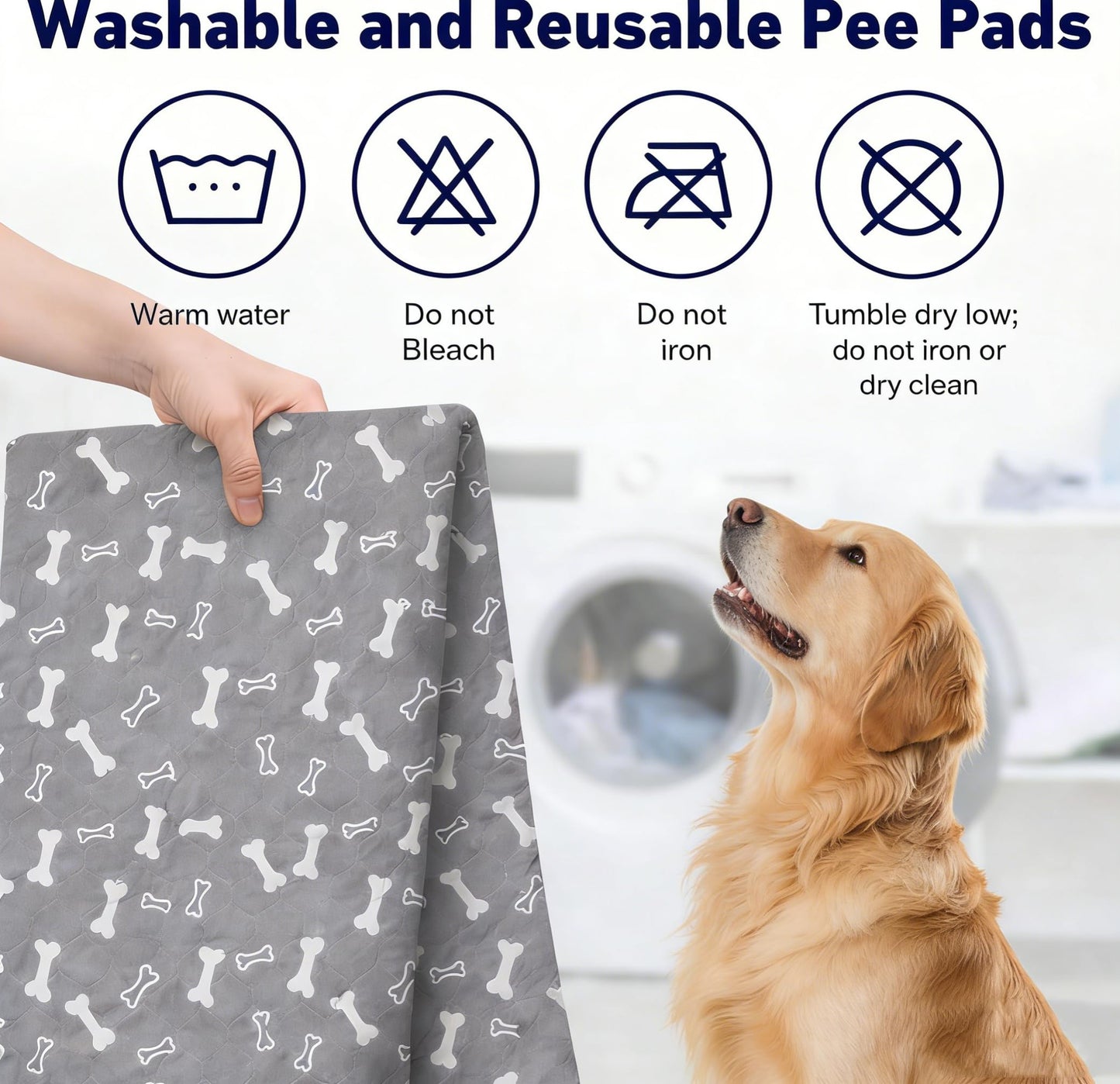 Puppy Pads , Washable Pee Pads For Dogs Potty Training, Reusable Dog Mat For Playpen, Crate, Whelping Box