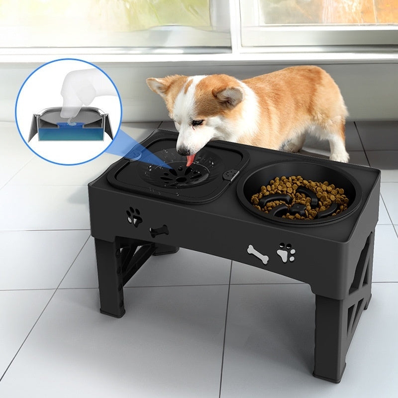 Pet Stainless Steel Feeder Double Bowl Integrated Lifting Dog Bowl