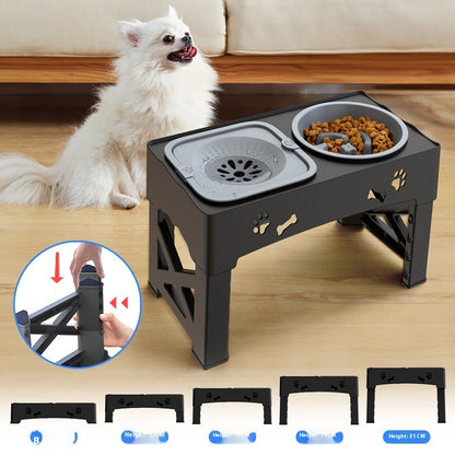 Pet Stainless Steel Feeder Double Bowl Integrated Lifting Dog Bowl