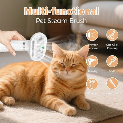 3 In 1 Cat Steam Brush, Pet Steam Brush For Cat Dog Long Short Haired, Pet Spray Hair Removal Comb For Small Animals Shedding & Grooming, Water Mist Spray Brushes With Release Button
