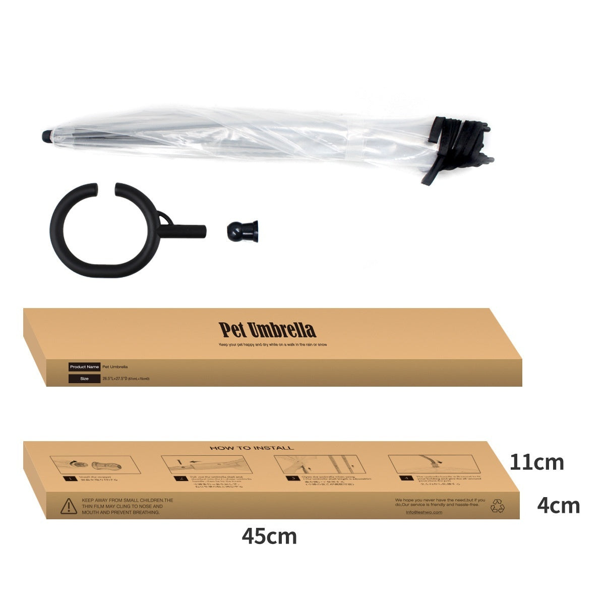 Transparent Pet Umbrella Dog C- Type Adjustable