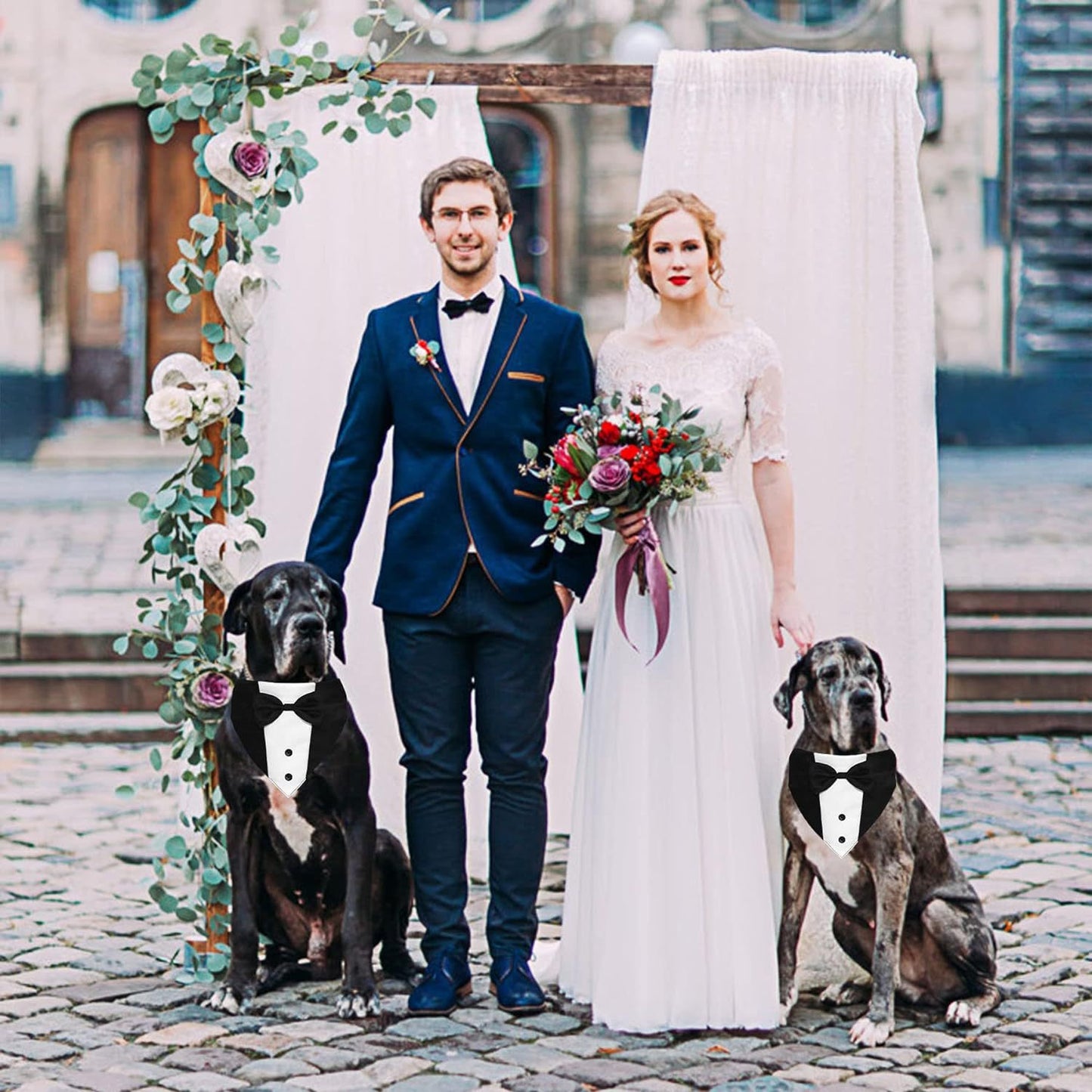 Dog Tuxedo Suit With Bow Tie And Bandana  Adjustable Formal Costumes For Small, Medium, Large Dogs Perfect For Weddings Birthdays